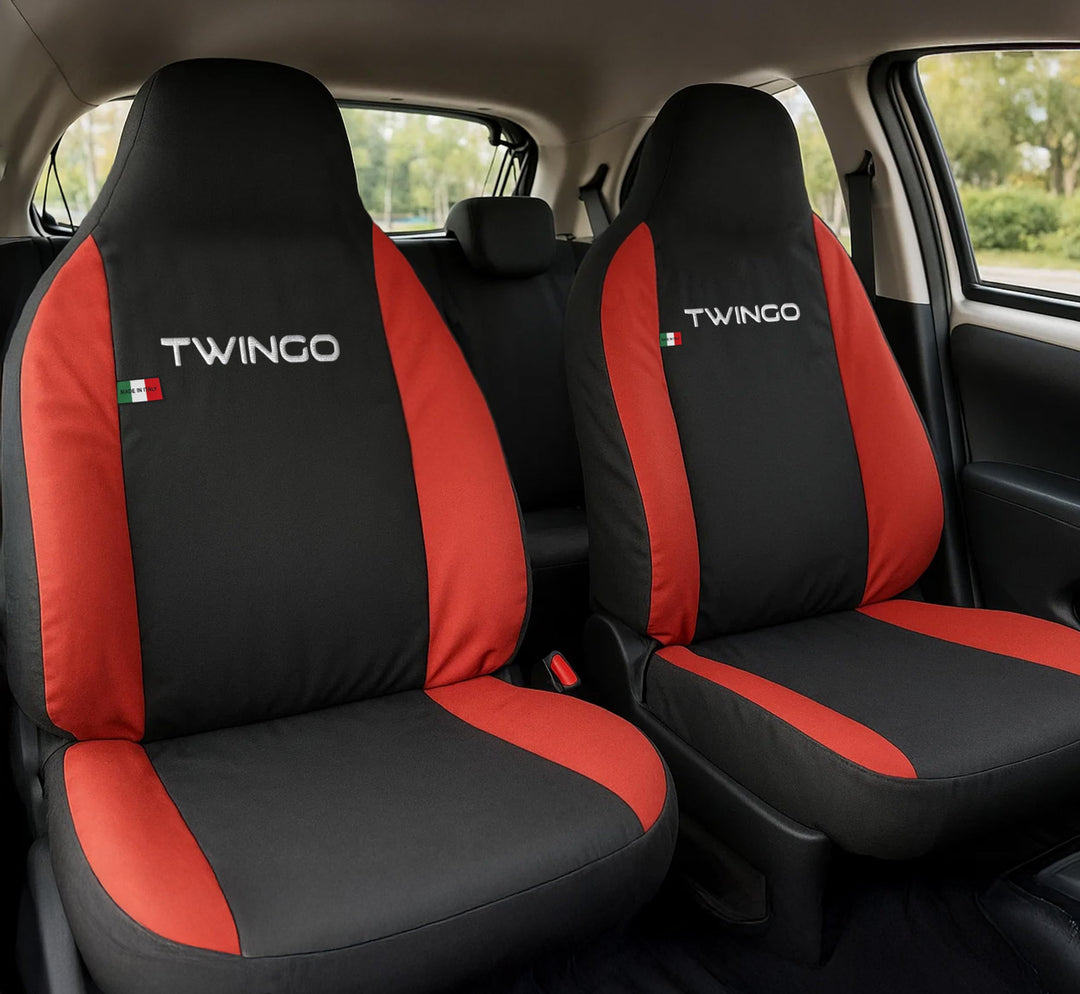 Auto Accessori Lupex - Sitzbezüge für Autositz, kompatibel Autositzbezüge für Twingo, Schwarz Rot, M