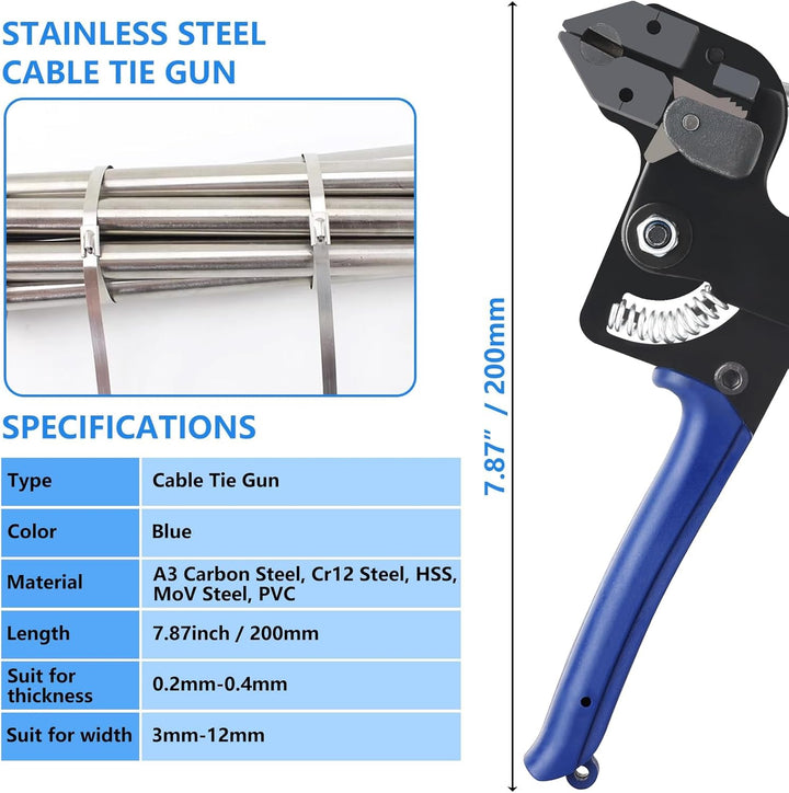 200 Stück Edelstahl Kabelbinder und Kabelbinderzange Kabelbinder Metall Lochband Edelstahl 4,6 x 300