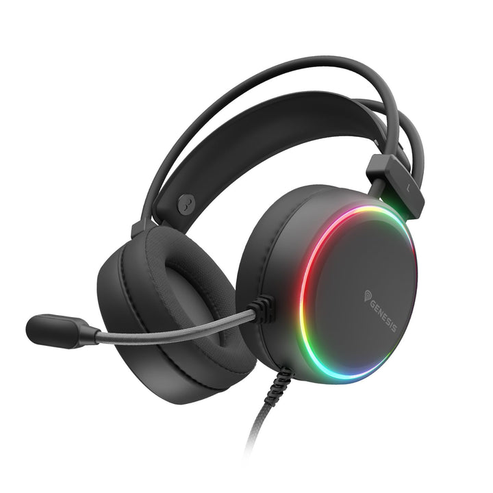 Genesis Neon 613 G2 Gaming Headset mit Mikrofon Schwarz, kabelgebundenes Over-Ear PC Headset, Gaming