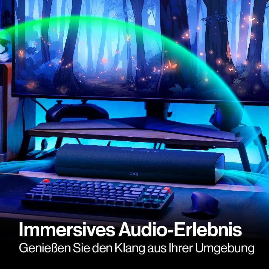 OXS Thunder Lite PC-Gaming-Soundbar, Soundbars für Fernseher mit Virtuellem Surround-Sound, 2 Breitb
