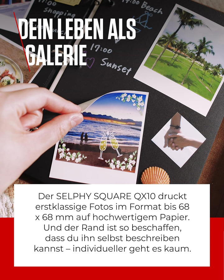 Canon SELPHY SQUARE QX10 Mini Fotodrucker mobil tragbar unterwegs (quadratischer Druck 6,8 x 6,8cm m