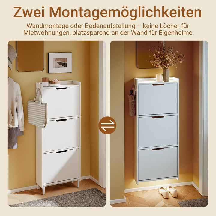 SoBuy Schuhschrank Schmal, Schuhregal, Schuhschrank Hängend mit Sensorlicht und 19 cm Tiefe, für Flu