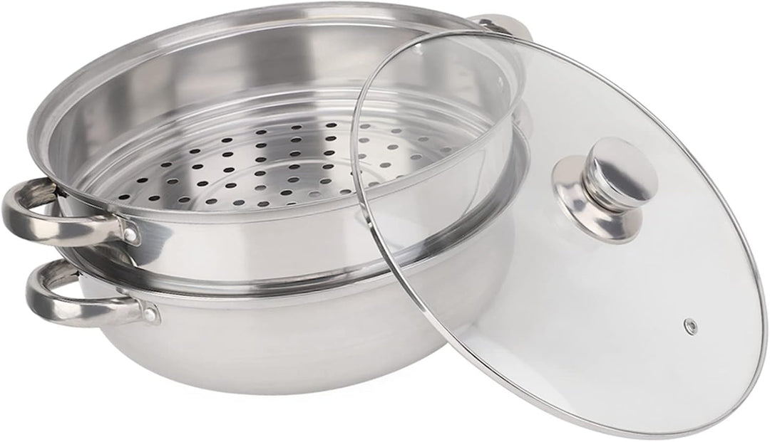 Edelstahl-Kochgeschirr 27 cm 2-Schicht-Dampfgarer Topfkocher Doppelkochersuppe Dampfkanne Langlebige
