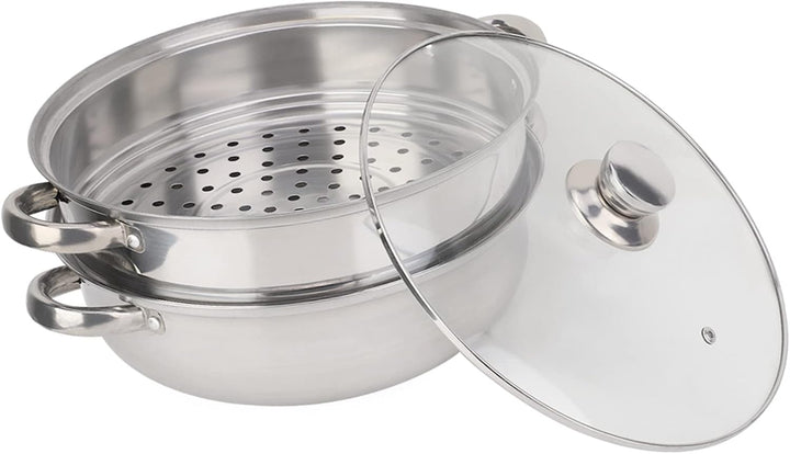 Edelstahl-Kochgeschirr 27 cm 2-Schicht-Dampfgarer Topfkocher Doppelkochersuppe Dampfkanne Langlebige