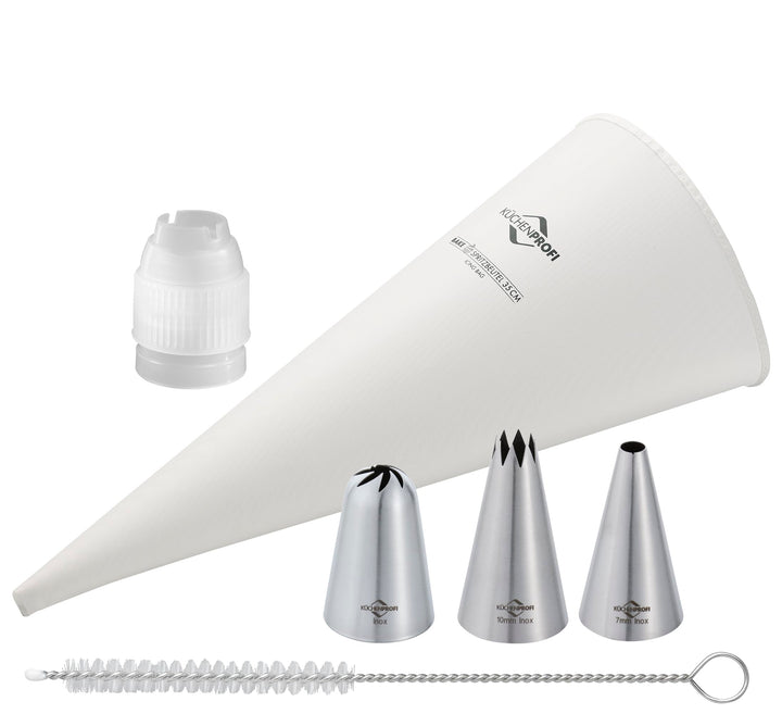 KÜCHENPROFI BAKE Spritzbeutel-Set 5-tlg., Tortendekoration leicht gemacht, inkl. Profi-Spritzbeutel
