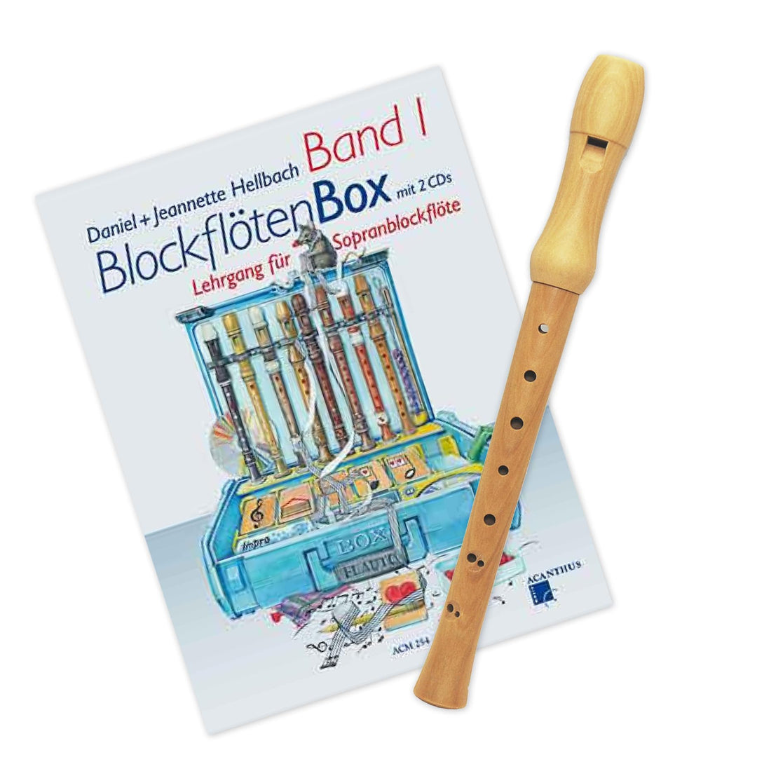 Starter-Bundle: Tuyama Spranblockflöte TFS- 16B aus Holz + Blockflötenbox Band 1 - Acanthus Verlag A