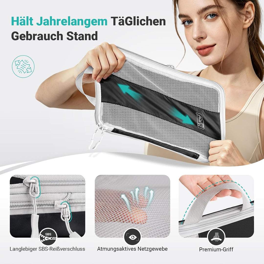 Koffer Organizer mit Kompression, 8 Stück Packing Cubes für Koffer und Rucksack – wasserabweisende P