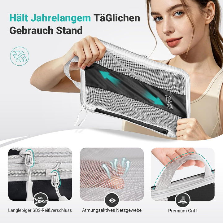 Koffer Organizer mit Kompression, 8 Stück Packing Cubes für Koffer und Rucksack – wasserabweisende P