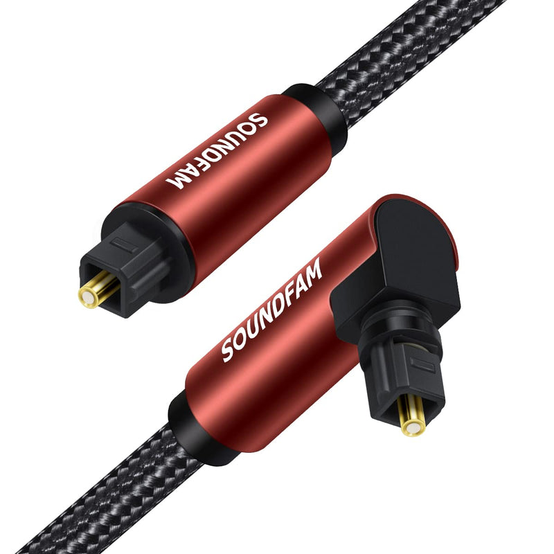 SOUNDFAM Toslink Kabel 90 Grad Optisches Audiokabel, 5 m, Kompatibel mit Fernseher, Soundbar 5 M Wei