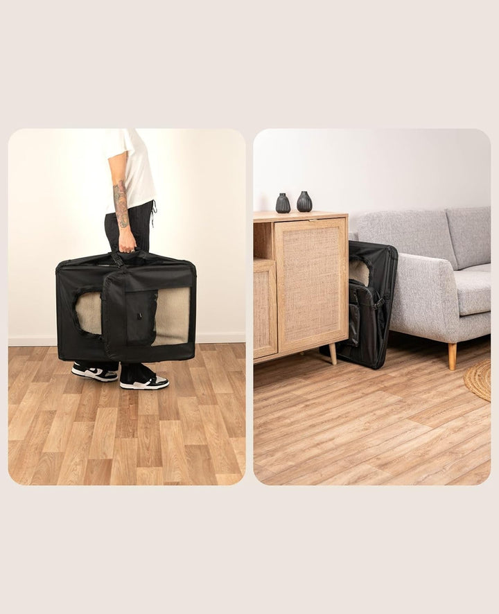 Dibea Hundetransportbox Hundetasche Hundebox Faltbare Kleintiertasche Schwarz (XXL) 90x61x65