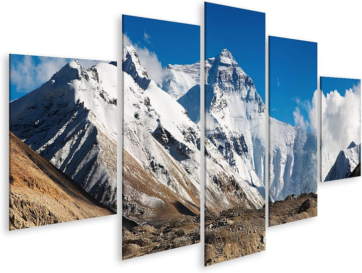 islandburner Bild auf Leinwand Mount Everest Bilder Wandbilder Poster Leinwand 170x80cm - 5 Teile, L