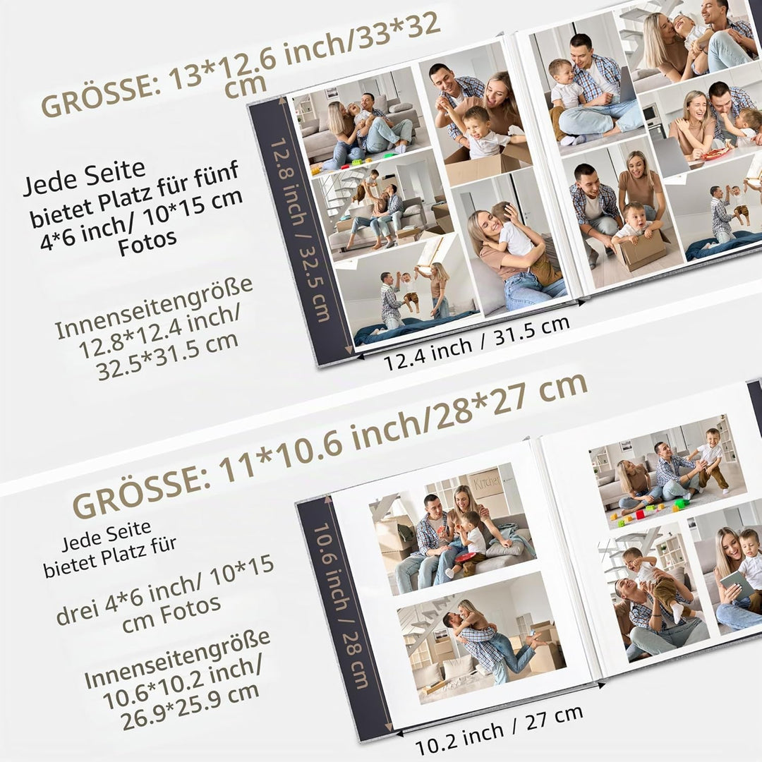 Vienrose Fotoalbum, selbstklebend, 10,2 x 15,2 cm, 12,7 x 17,8 cm, 21,6 x 27,9 cm, Scrapbook mit Met