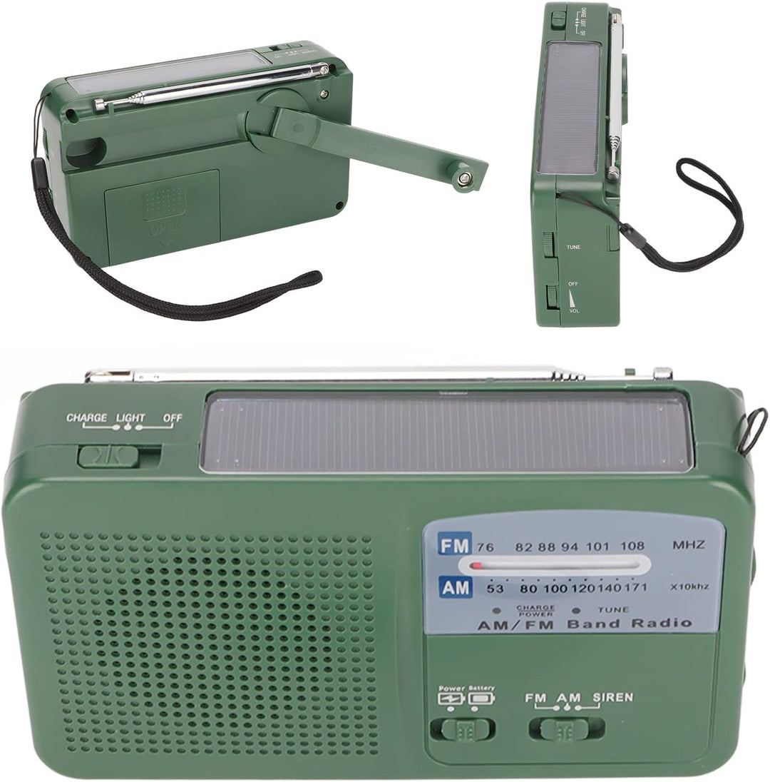 Solar Handkurbel Radio,500 mAh Notfall-Kurbelradio mit LED Taschenlampe,Tragbares AM/FM-Radio, Handy