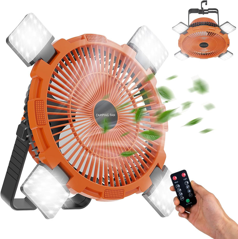 Qoosea Camping Ventilator 3 IN 1 8000mAh Campingventilator Leise mit LED Licht für Zelt USB Tischven