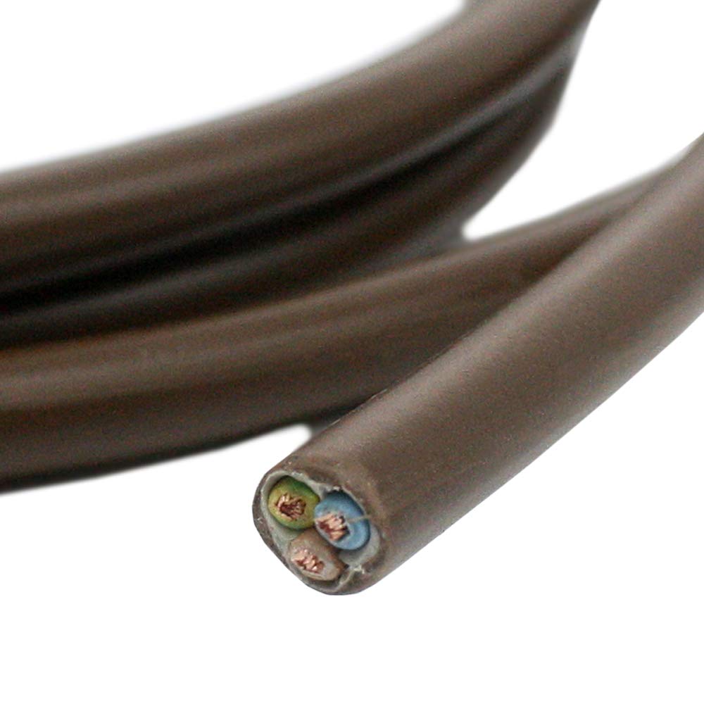 10m Zuleitung Braun H03VV-F 3 x 0,75qmm PVC isolierte Schlauch-Leitung 3G Leuchtenkabel Lampenkabel