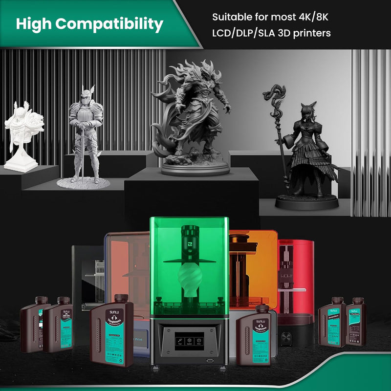 SUNLU Hochfestes 3D-Druckerharz, Flexibles, Schnell Aushärtendes 3D-Harz für 4K 8K LCD DLP-Harz-3D-D