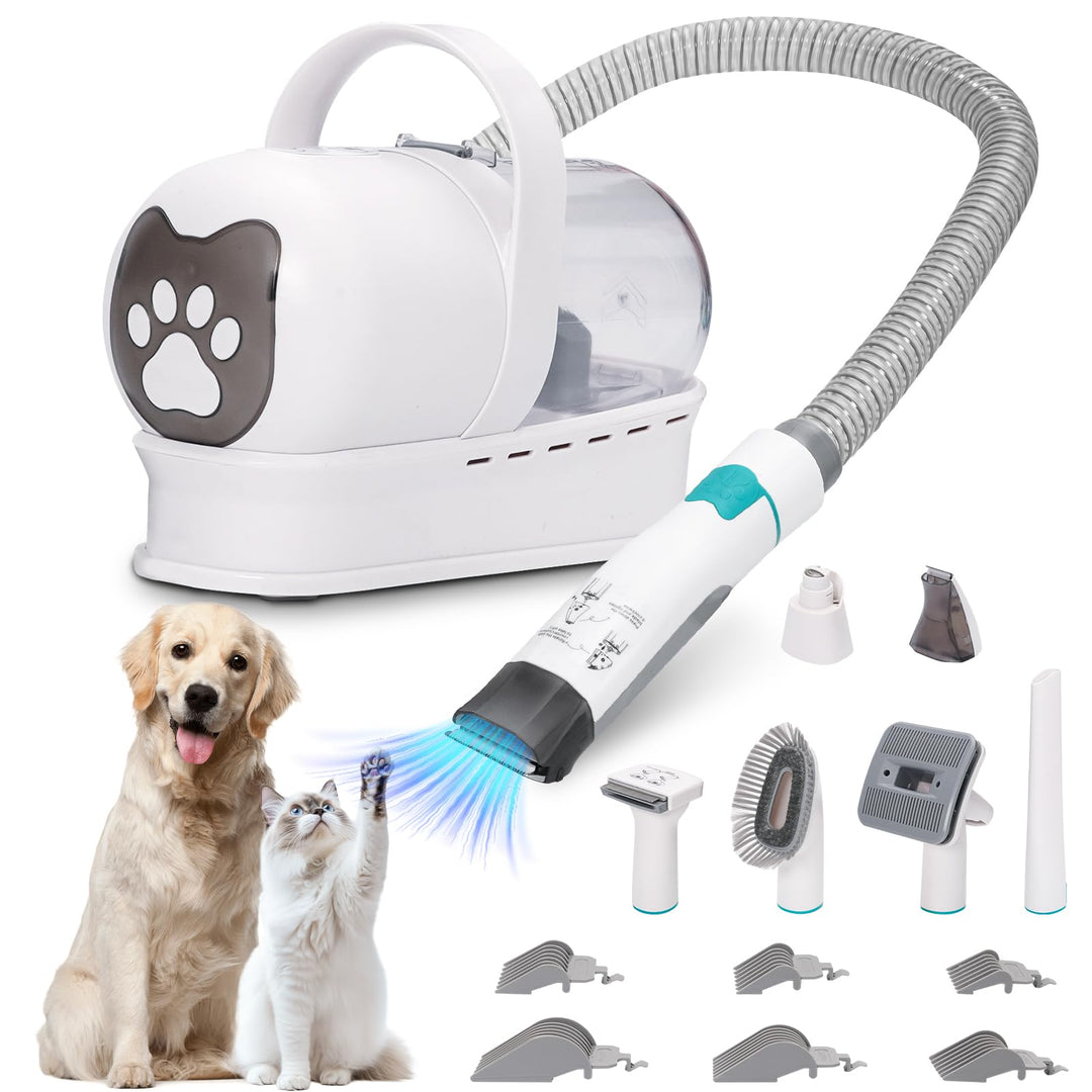 Hundeschermaschine mit Staubsauger, 13000PA Schermaschine Hund mit 7 Pflegewerkzeugen, Pfotentrimmer