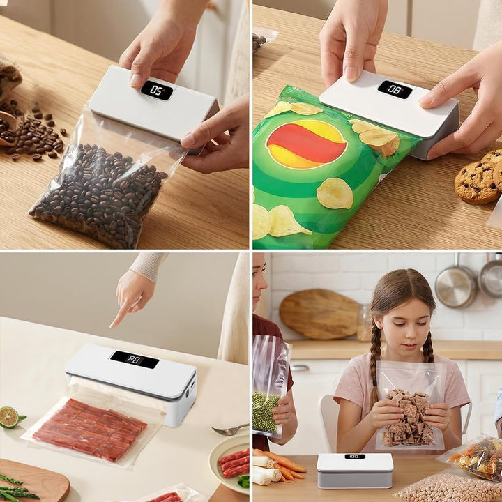 Mini Folienschweissgerät, 2 in 1 Bag Sealer, Tragbarer Heisssiegelgerät mit 8 Gängen, Mini Beutelver