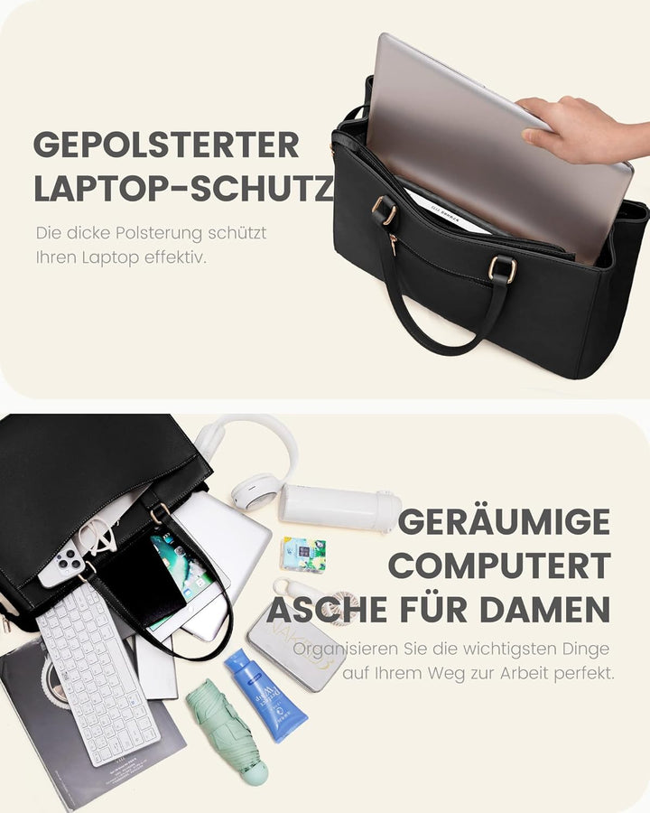 LOVEVOOK Grosse Laptoptasche Damen 17 Zoll, Leicht Aktentasche Arbeitstasche Handtasche, Elegant Lap