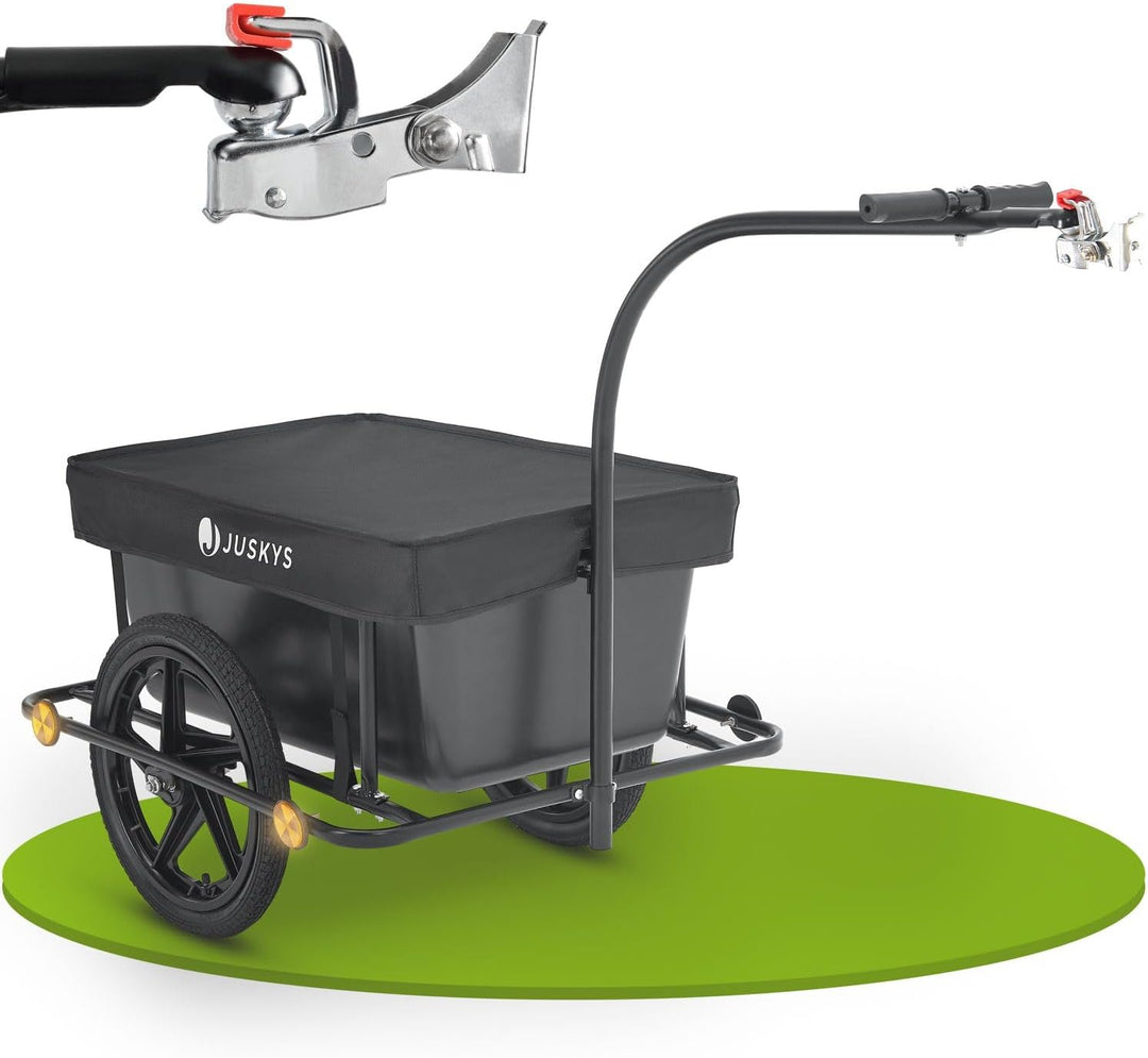 Juskys Fahrradanhänger 90 Liter - Lastenanhänger mit Kupplung, Deichsel — Anhänger für Fahrrad 40 /
