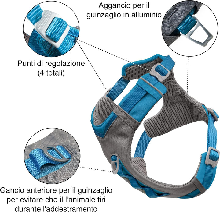 Kurgo Journey Air Hundegeschirr, Mit gepolstertem Brustteil und Rückgriff, Für Hunde von 11-23 kg, G