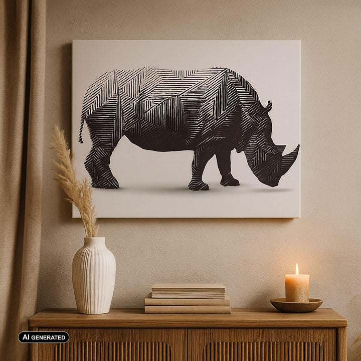 Bilder auf Leinwand 100x70cm Leinwandbild Nashorn Tier Afrika Safari Gross Wanddeko Bild Schlafzimme