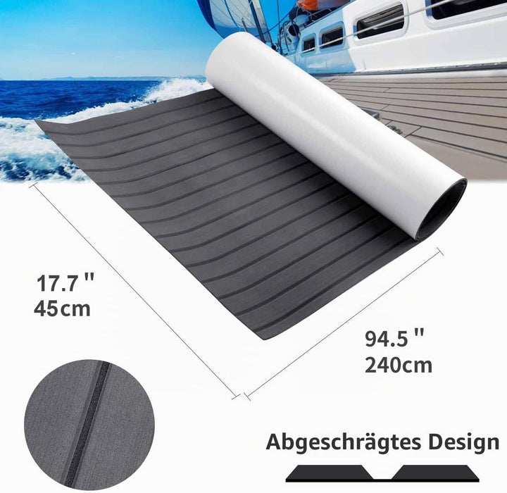 MIJOBS Grau und Schwarz Eva Teak Selbstklebend Deck Boot Selbstklebend rutschfeste Matte Marinedeck