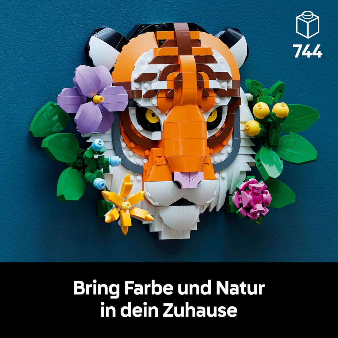 LEGO Fauna Collection - Tiger - Baubares 3D Tiergemälde mit dekorativen Blumen aus Botanicals - DIY