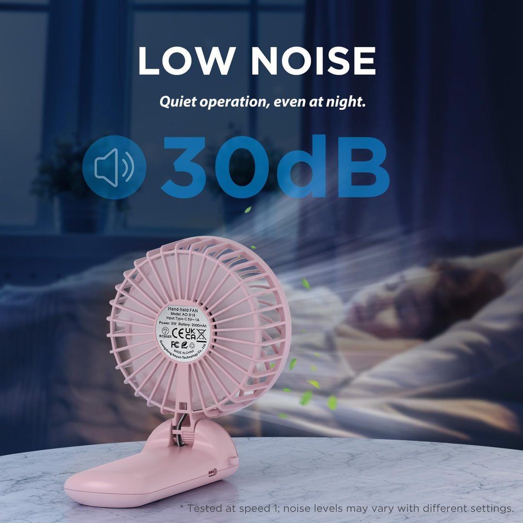 Lepwings Handventilator, Mini Ventilator USB Wiederaufladbar, 5,5-16 Std. Laufzeit, 4 Windgeschwindi