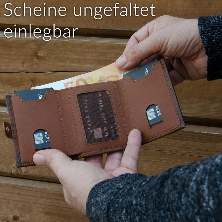 Solo Pelle NEU Slim Wallet mit Münzfach [12 Karten] Slimwallet Riva [RFID-Schutz] Kartenetui mit Mün