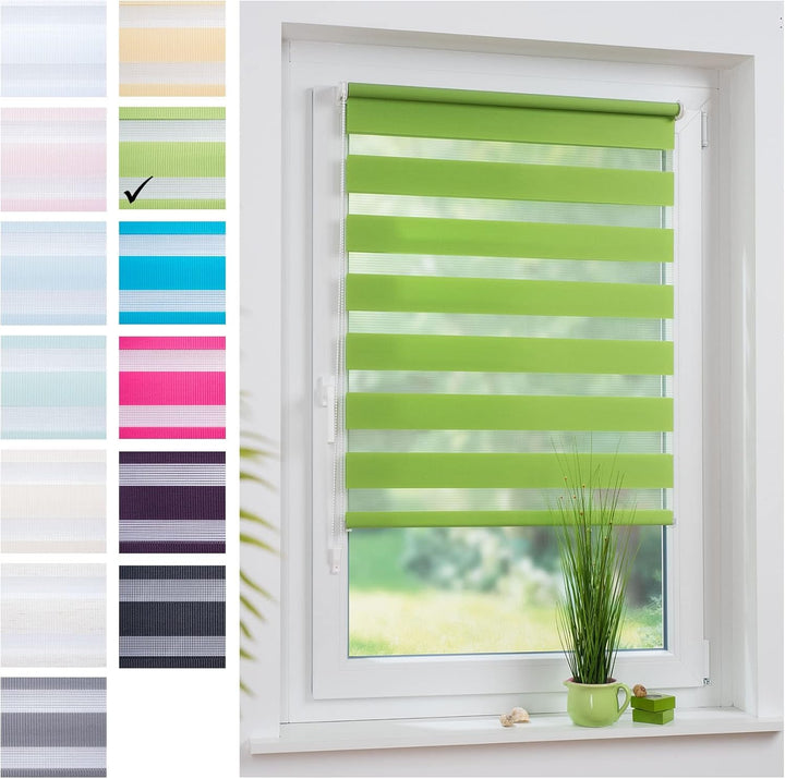 Liedeco® Duo Rollo Klemmfix - 60 x 160 cm Apple Green/lichtdurchlässig/stufenlos verstellbar/leichte