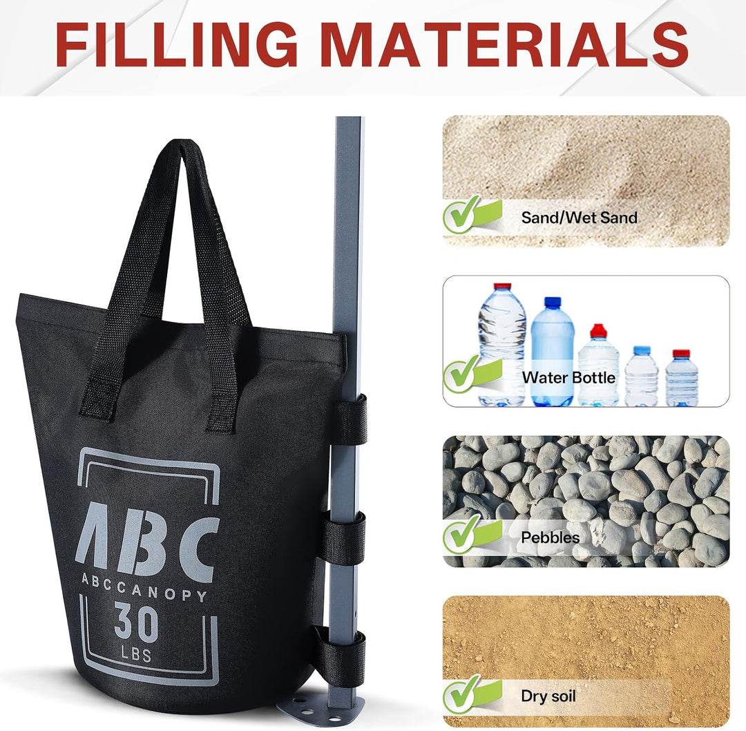 ABCCANOPY Gewicht/Sandsack für Pavillon, 4 Stück, schwarz, Schwarz