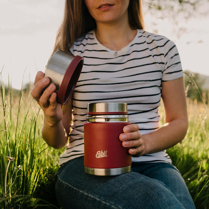 Esbit Thermobehälter Sculptor für Essen - Warmhaltebehälter 1000 ml in Burgundy - aus Edelstahl für