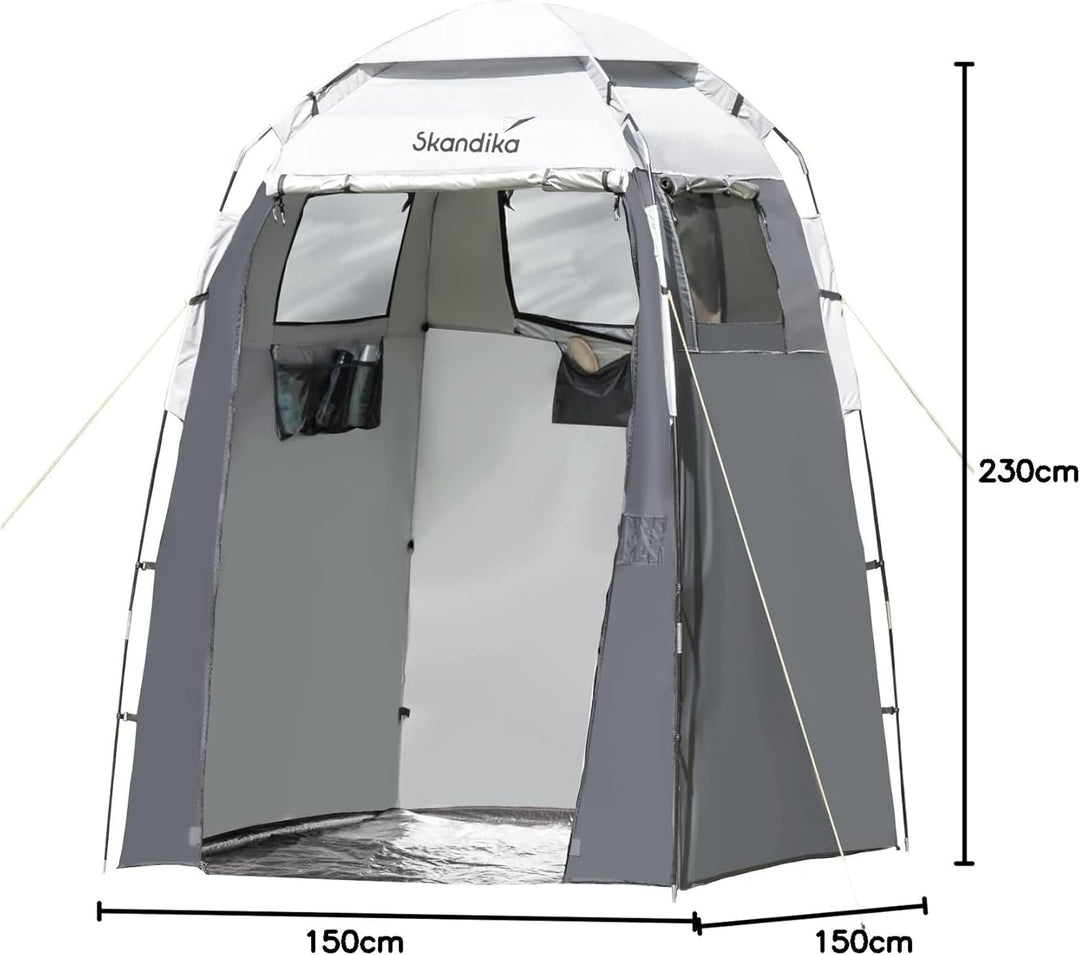 Skandika Camping Duschzelt | grosses Umkleidezelt mit 230 cm Stehhöhe, silberbeschichtet, Blickdicht