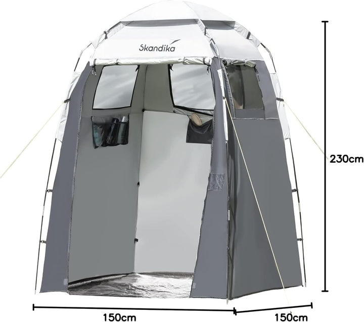 Skandika Camping Duschzelt | grosses Umkleidezelt mit 230 cm Stehhöhe, silberbeschichtet, Blickdicht