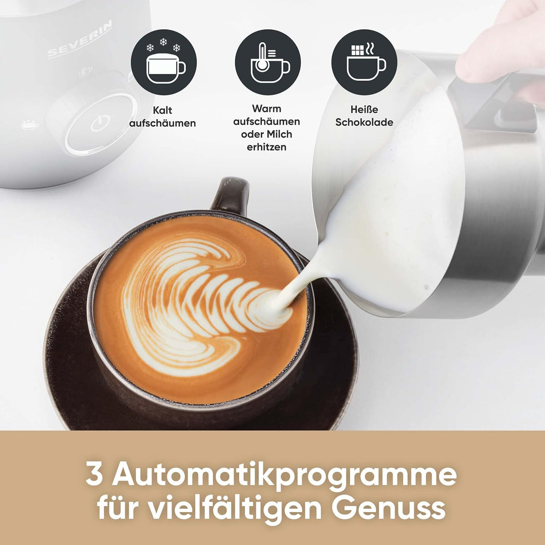 SEVERIN SPUMA 500 Induktions-Milchaufschäumer, elektrischer Milchaufschäumer ohne Anbrennen, spülmas