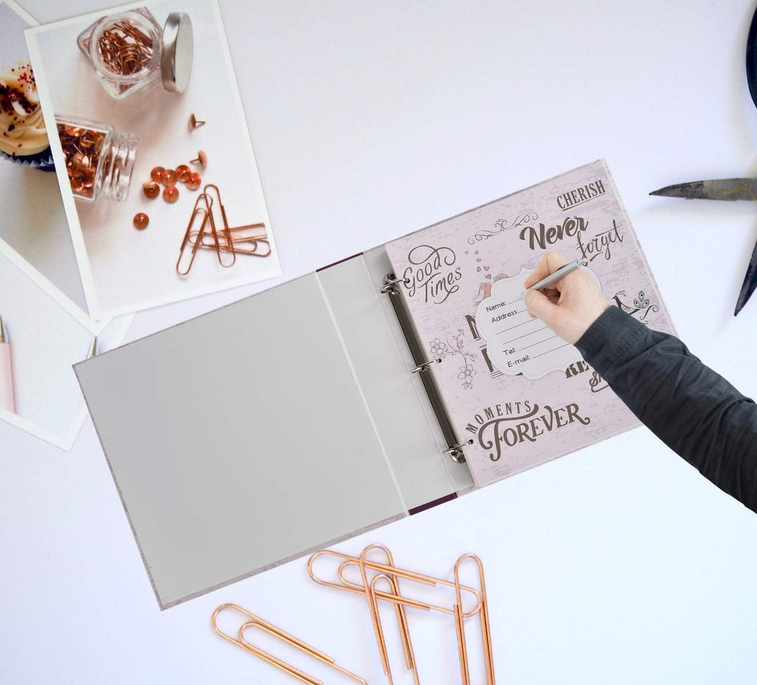 ARPAN Fotoalbum mit grossen Einstecktaschen, 3er-Ringbindung, Deckel im Slogan-Kunststil, für 500 Fo