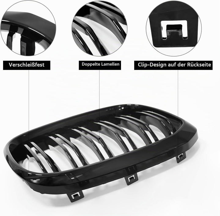 Gangying G01 Nieren Schwarz,Kühlergrill für BMW X3 G01 2018-2021 X4 G02 2019-2021 X3 Grill x4 Grill