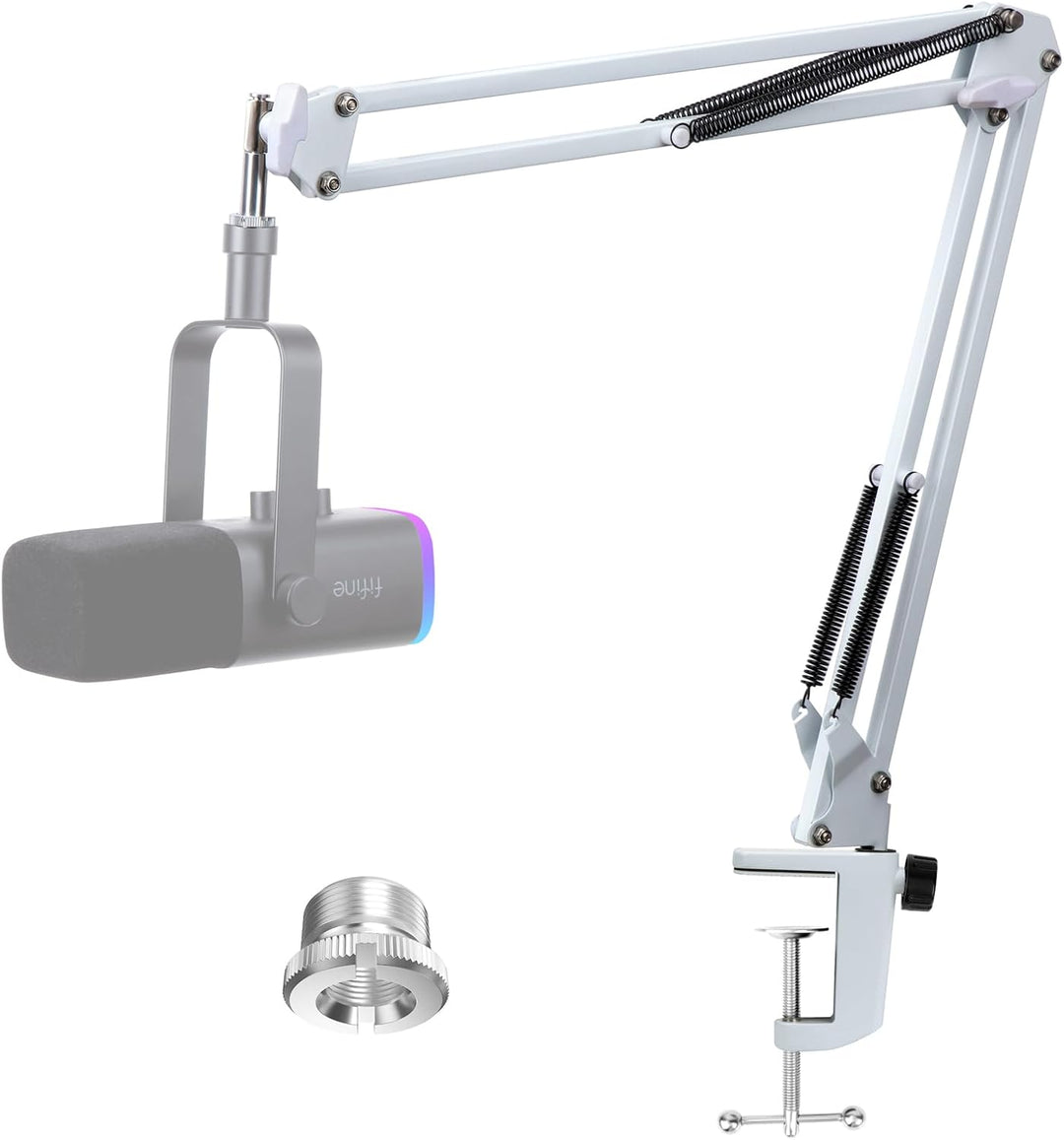 FIFINE AM8 Mikrofonarm Weiss - Boom Arm Mikrofon Schwenkarmständer kompatibel mit FIFINE Recording X