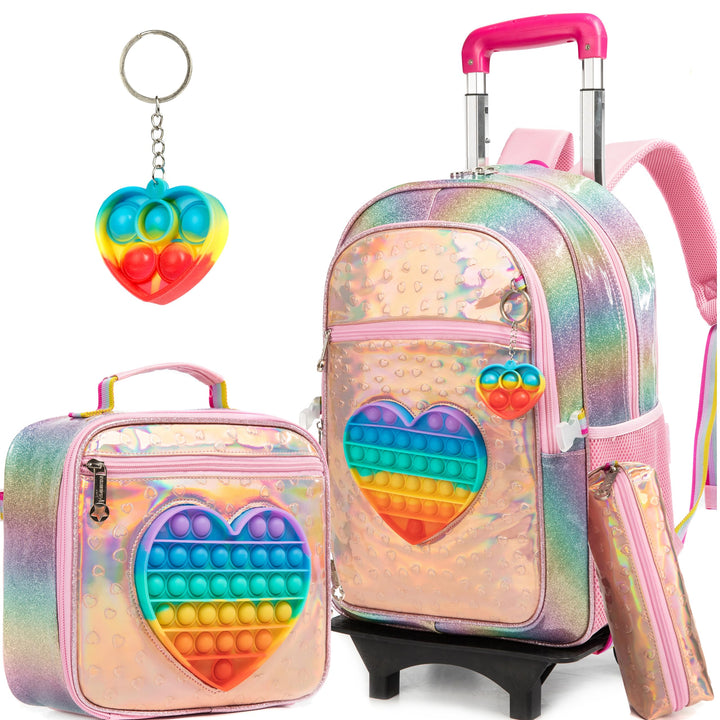 HTgroce Pop Push It Schulranzen Mit Rollen, Toy Schulranzen Trolley Pop Kinder, Fidget Trolley Rucks
