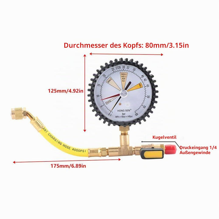 Nimoa Manometer Kältetechnik, Druckmessgeräte Klimaanlage Kältetechnik Stickstoffdruckprüfgerät Druc