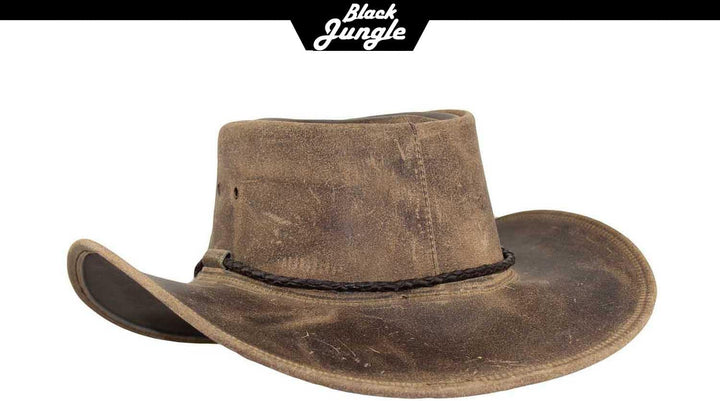 Black Jungle Kimbolton Lederhut, Westernhut, Australienhut, Cowboyhut XS Charcoal, XS Charcoal