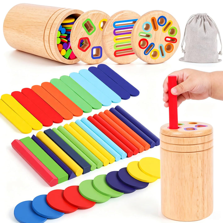 Montessori Spielzeug ab 1 Jahr, 4-in-1 Holzspielzeug Farbe Sortierspiel Spielzeug ab 1 2 3 Jahre Mäd