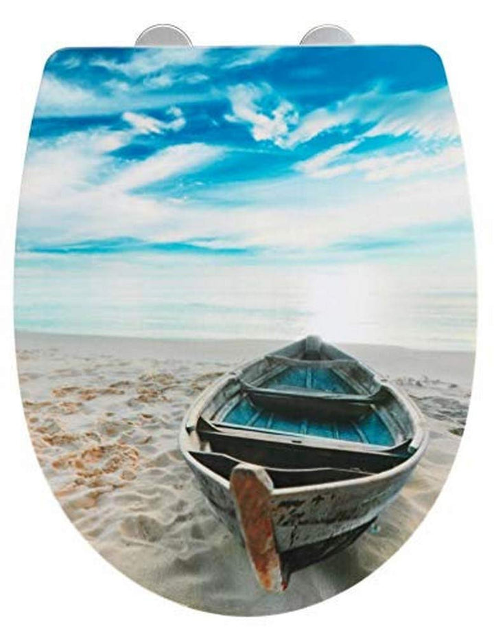 WENKO WC-Sitz Boat, High Gloss Oberfläche, Toilettendeckel mit Absenkautomatik aus bruchstabilem The