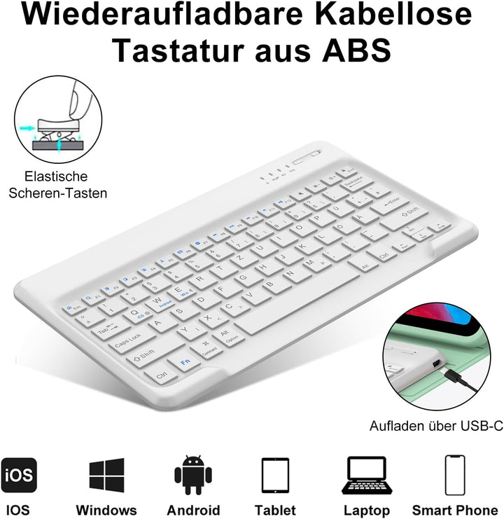 Tastatur Hülle für iPad Air 13 (M3) 2025/iPad Air 13 (M2) 2024, iPad Pro 12.9 6./5./4./3. Gen, Deuts