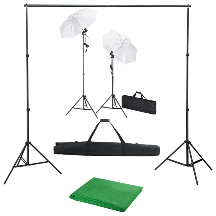 Fotostudio-Set mit Hintergrund, Beleuchtungsset, Stativ und Tragetasche für Porträt- und Produktfoto