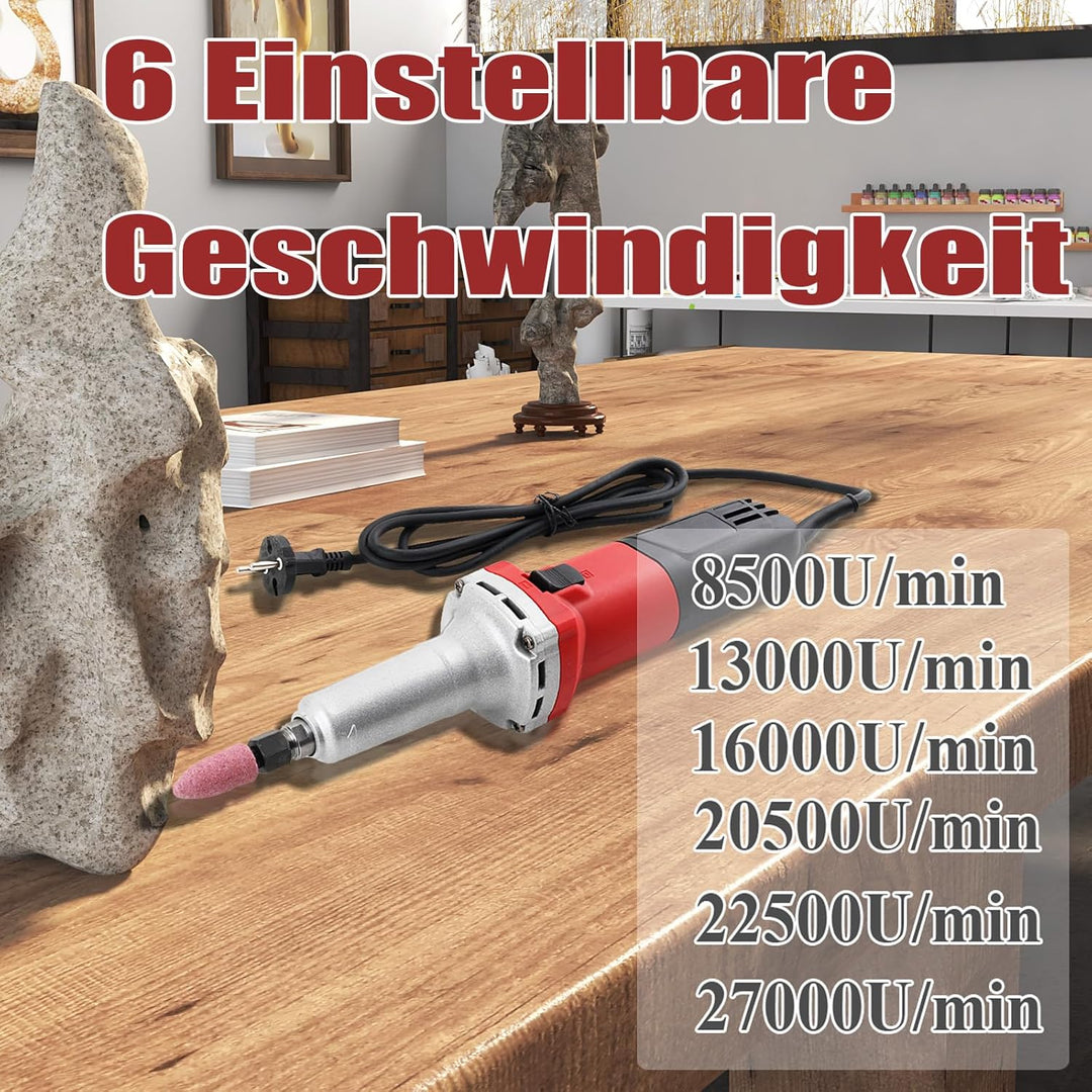 Geradschleifer 750 W, 0-27000 U/min Elektrischer gerader Schleifer Elektrisch Stabschleifer Gradschl