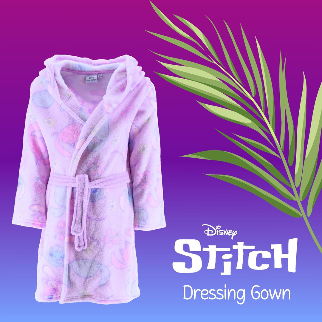 Disney Stitch Bademantel für Mädchen, Warmer und Weicher Fleece Morgenmantel Geschenk für Mädchen, G