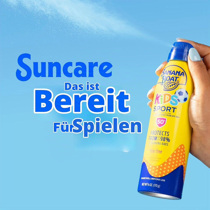 Banana Boat Sunscreen Kids Sport, Tear-Free Broad Spectrum Sunscreen Spray - SPF 50-6 Ounce Twin Pac