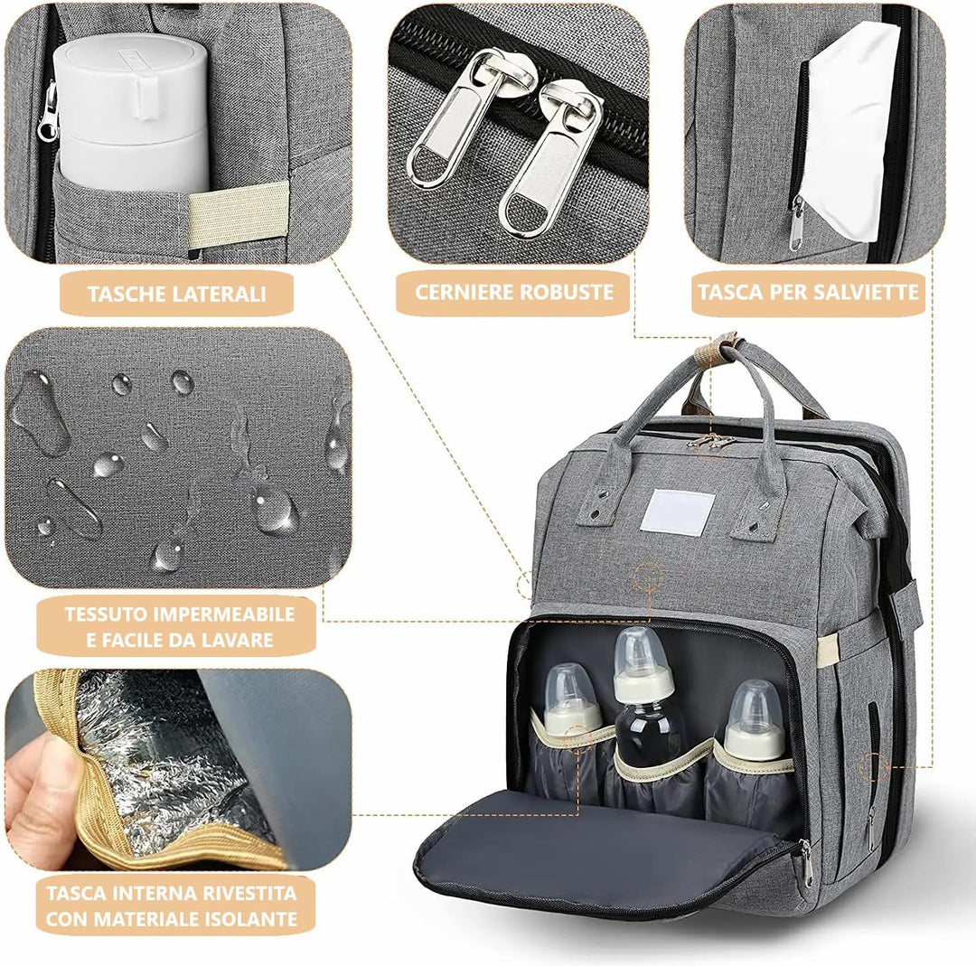 Frabe Family Wickelrucksack, Mama-Rucksack, Wickeltasche, grosser Wickelrucksack, Oxford, multifunkt